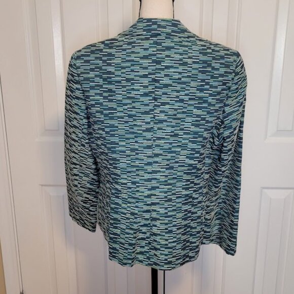 Tavora Cottonn Linen Blend Textured Blazer Jacket Women’s 12 Blue Green - Picture 3 of 5